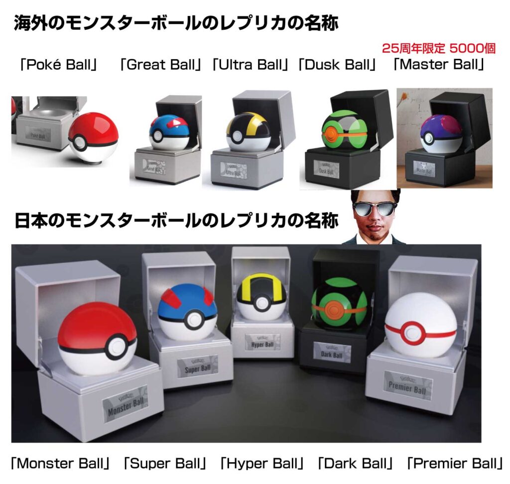 モンスターボールのレプリカ海外限定品と今回の日本での発売されるモデルの違いを比較